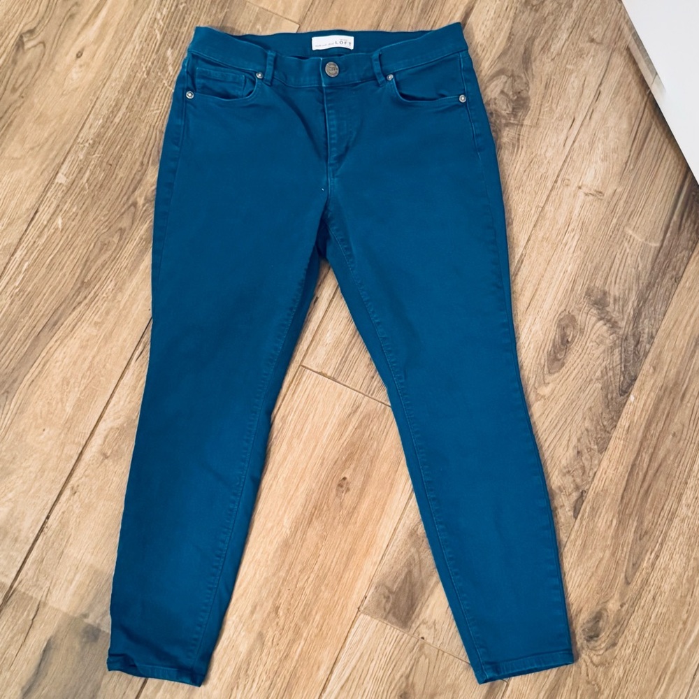 Ann Taylor LOFT Size 28/6P Grotto Teal Modern Skinny Jeans Cotton-Spandex